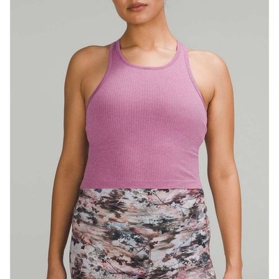 Lululemon Ebb to Street Cropped Ribbed Racerback Tank Top Velvet Dust Pink 6