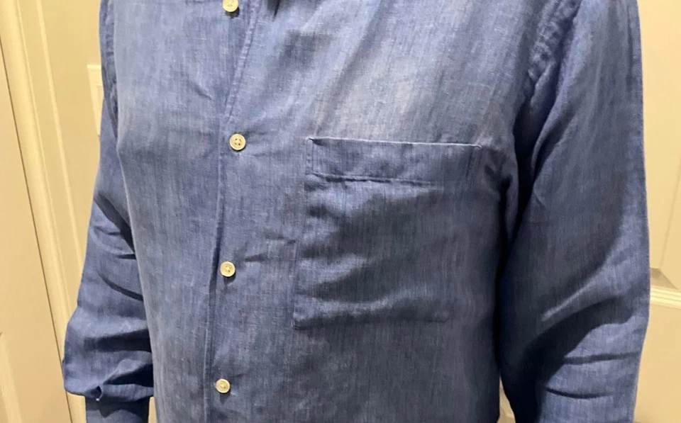 Paul Stuart Men Long Sleeve Button-Up Shirt linen italy  - Image 3 of 4