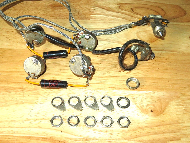 Gibson 1966 Nickel ES 335 Electronic Control Pots Harness w/ Sprague Capacitors