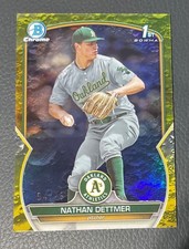 2023 Bowman Chrome Nathan Dettmer 1st Yellow Crater /75!