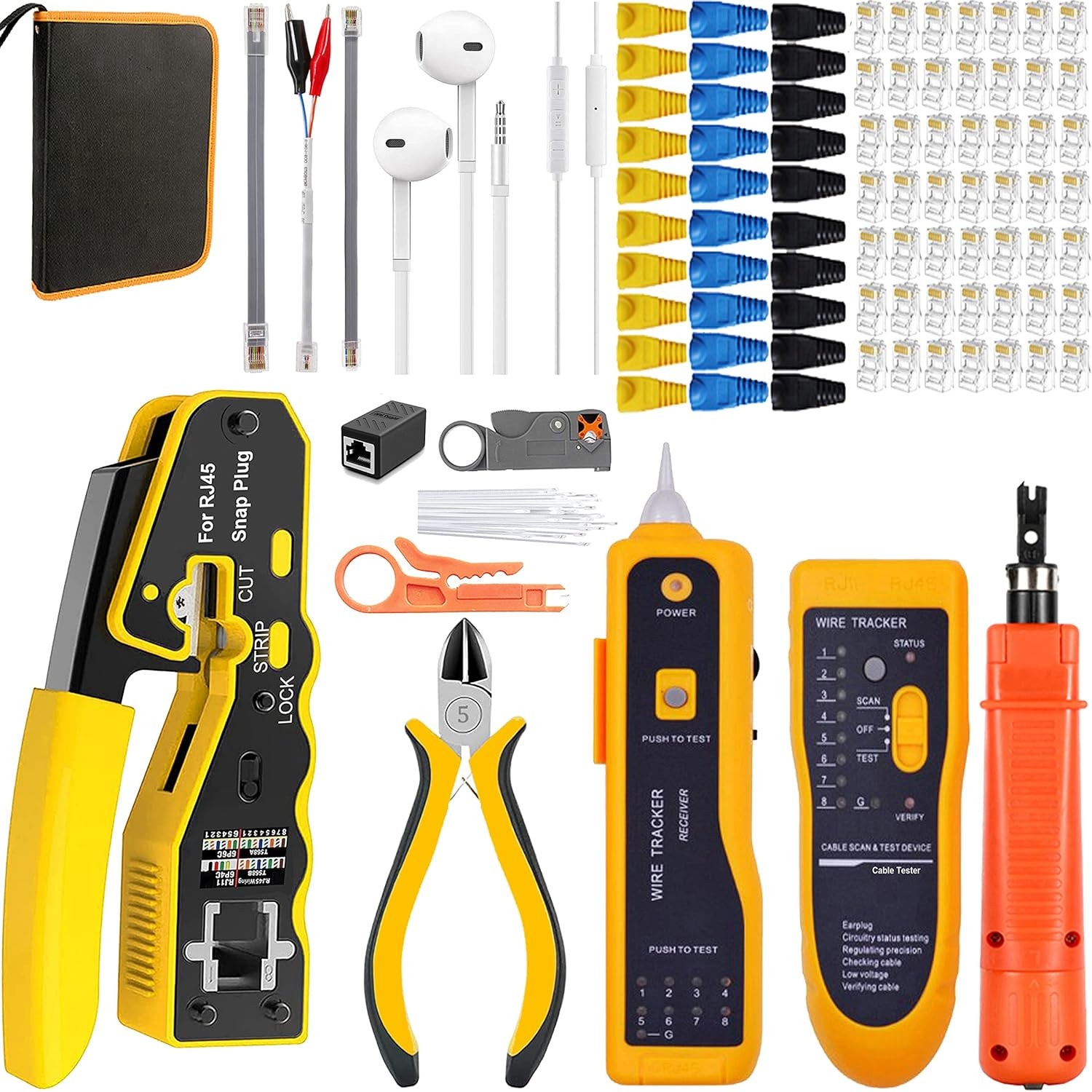 MAYLINE RJ45 Crimping Strumenti Kit CAT5 CAT6, Spellafili Pinza Crimpatrice per 
