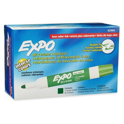 Expo Low Odor Dry Erase Marker, Bullet Point, Green Ink, 12-Count