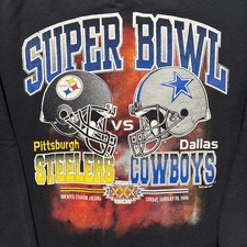 VINTAGE 90s Steelers Vs Cowboys Sweatshirt Super Bowl 30 Crewneck Large Black 96