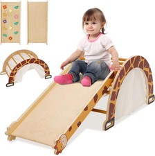 4-in-1 Arch Climbing Set with Slide for Toddler, Montessori Baby Indoor Climber