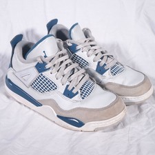 Nike Air Jordan 4 Retro Military Blue White Shoes Youth Size 2Y BQ7669-141