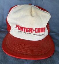 Vintage Porter Cable Power Tools Trucker Hat Red White Mesh Snapback USA Made