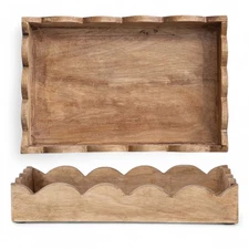 Mango Wood Scalloped Edge Tray