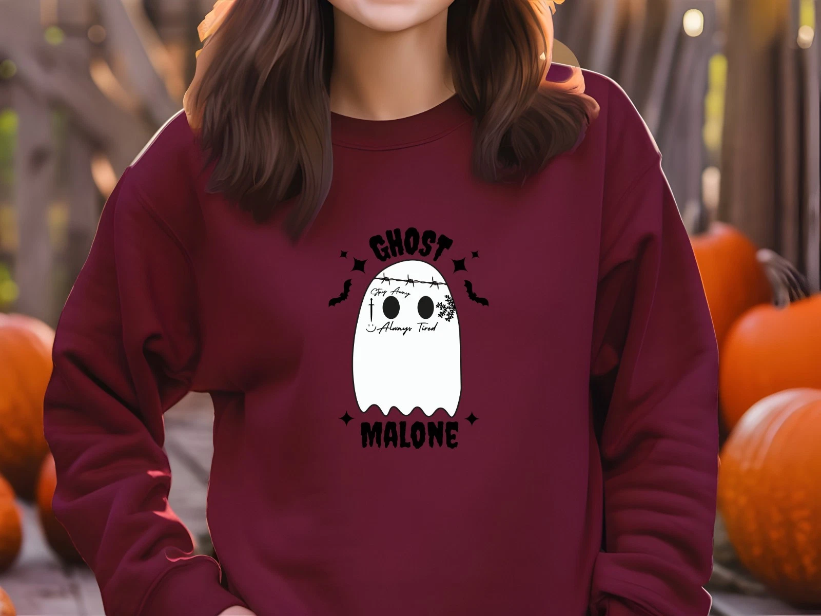 Ghost Malone Sweatshirt Funny Halloween Spooky Season Graphic Gift