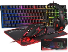RGB Gaming Keyboard and Backlit Mouse and Headset Combo USB Wired Backlit Key...