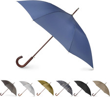 Tote'S Men'S Eco Auto Open Wooden Handle J Stick Umbrella