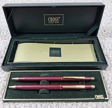 Cross Century Burgundy & Gold Ballpoint Pen & 0.5 Pencil In Bx Usa Made 220105 *