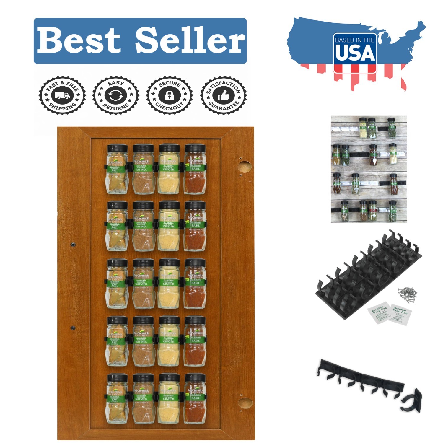 Versatile Spice Gripper Organizer - Perfect for Kitchen & RV, 4 Strips Included