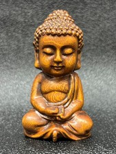 6.5 CM Exquisite Boxwood Handmade Carved Shakyamuni Sakyamuni Buddha Statue W123