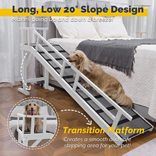 Long Low-Slope Dog Ramp, Non-Slip Carpet, Folding Portable, M/L, Indoor/Outdoor