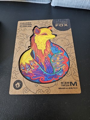 Unidragon Wood Puzzle ''Alluring Fox'' 195 Pieces Medium Size NEW In Box
