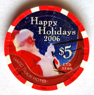 $5 Hard Rock "CHRISTMAS / 2006" Uncirculated LAS VEGAS Casino Chip