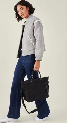 Accessorize Handtasche schwarz Blumen gesteppt