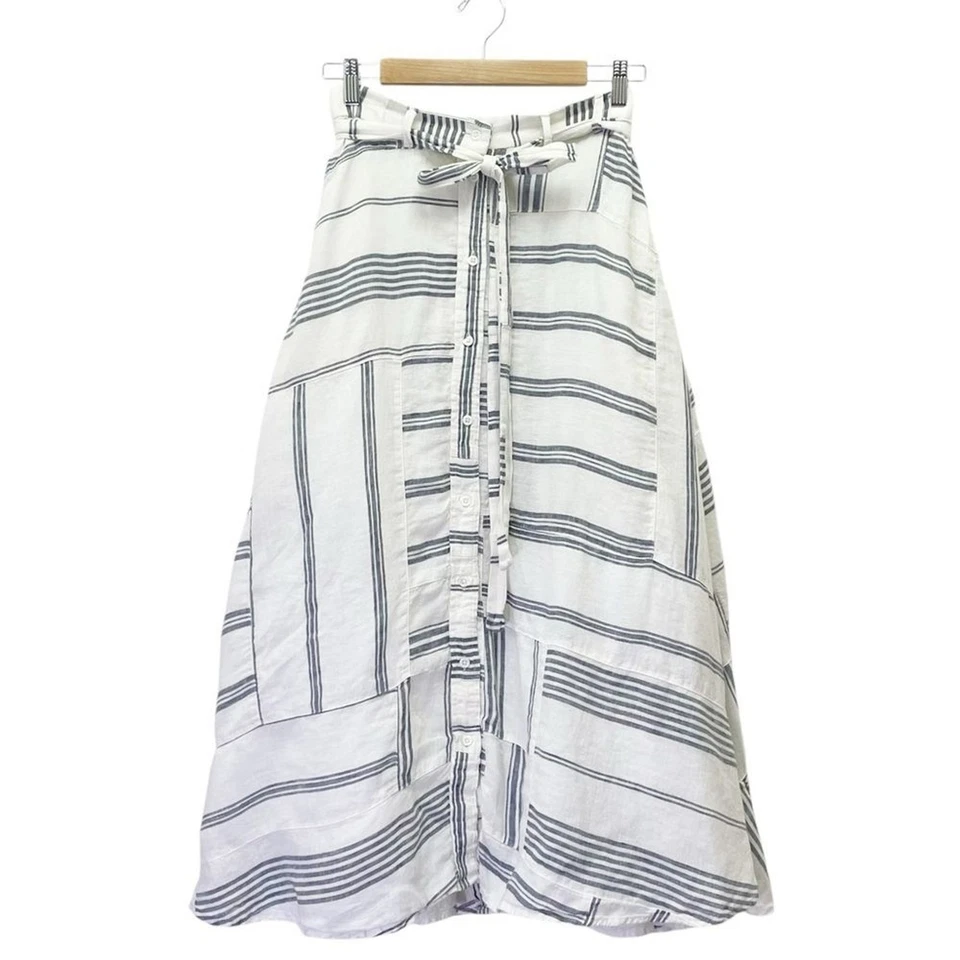 Maxi Falda Polo Ralph Lauren Patchwork Rayas Lino Blanco Azul Para Mujer’s Talla 0 Foto 2 de 4