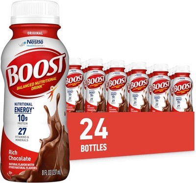 BOOST Original Ready to Drink Rich Chocolate, 8 Fl Oz Bottle(Pack of 24)