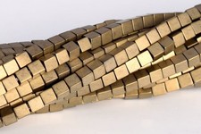 2MM Matte Champagne Gold Hematite Beads Cube AAA Natural Gemstone Loose Beads