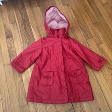 Jacadi Paris Girls Jacket Red Zip Detachable Hooded Size 3T