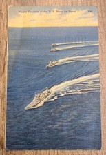 WWII 1944 U.S. Navy Postcard – Heavy Cruisers at Sea - mailed from NOLA