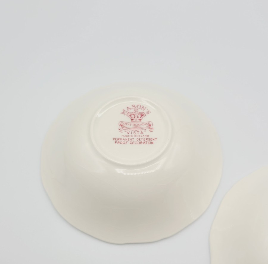 Vintage 1950s Mason's Vista Pink Ironstone Coupe Cereal Bowl Transferware