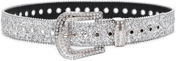 Damen Strass TaillengüRtel FüR Jeans & Kleider, Glitzer & Nieten, Schwarz/Silber-image
