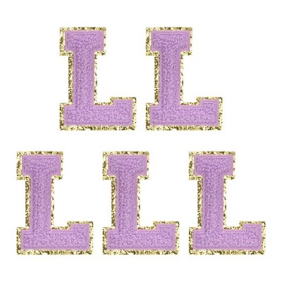 Chenille Letter Patches 2.2'' Letter l Embroidered Patch (Purple, Pack of 5)