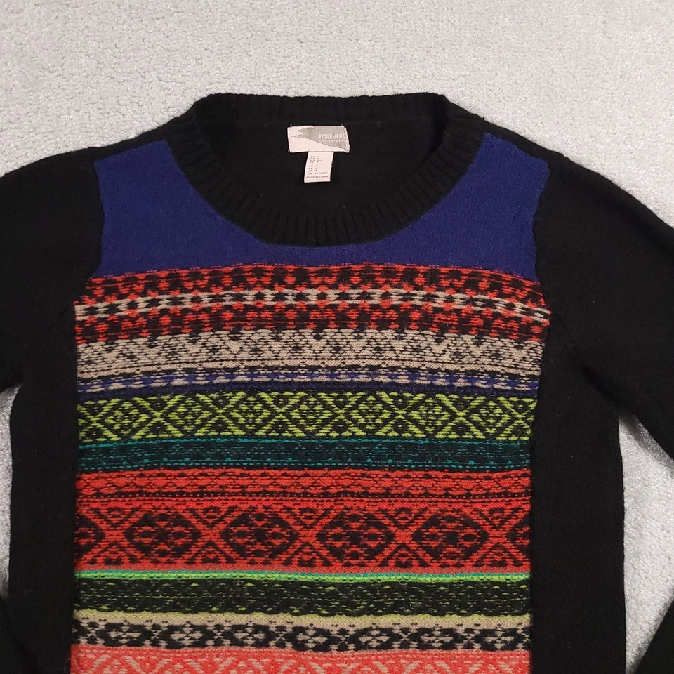 Suéter contemporáneo Forever 21 para mujer pequeño estampado azteca mezcla de lana suéter Foto 3 de 4