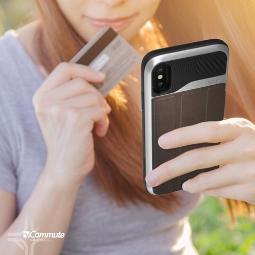 For iPhone XS X Vena【vCommute】Leather Wallet Card Slot Dual Layer Stand Case - Picture 41 of 42