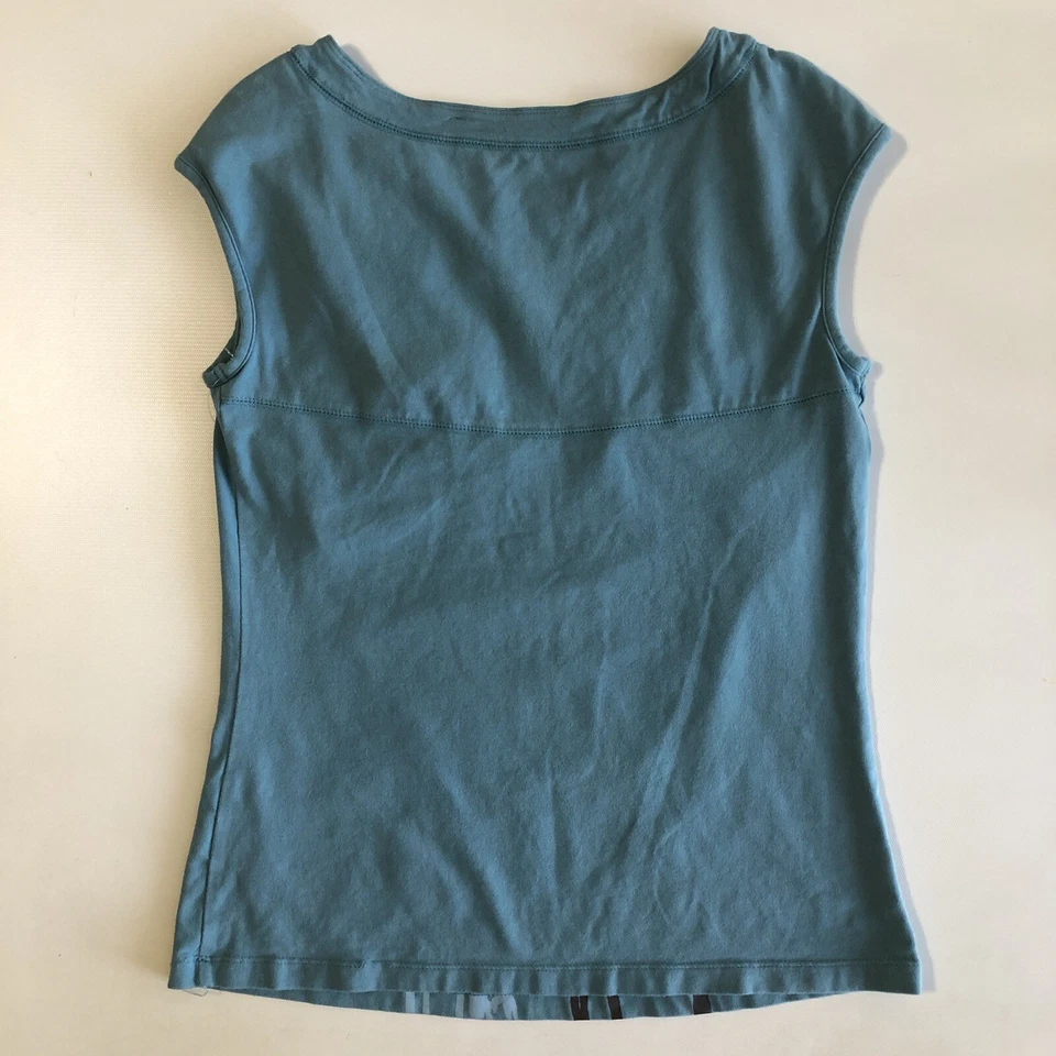 Camiseta deportiva sin mangas SJB Active para mujer azul elástica incorporada sujetador gráfico atlético Foto 4 de 4