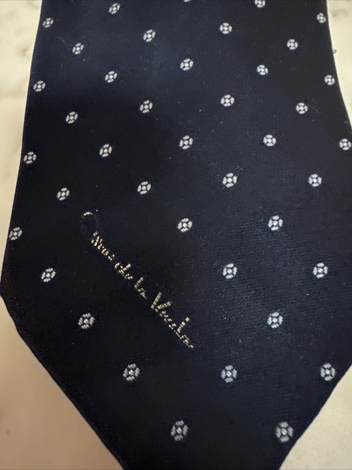 Corbata de lunares 58” Oscar De La Renta azul enviado para hombre Foto 2 de 4