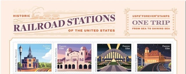 US 5758-5762 5762b Railroad Stations Toujours en-Tête Bande (4 Timbres) MNH 2023 US 5758-5762 5762b Railroad Stations Toujours en-Tête Bande (4 Timbres) MNH 2023