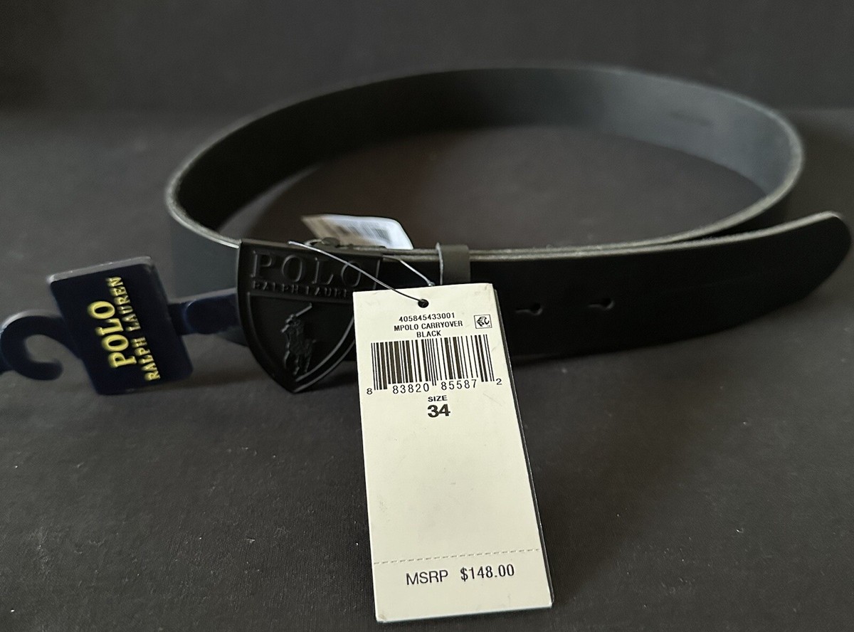 Polo Ralph Lauren Shield Horse Buckle Leather Belt Size