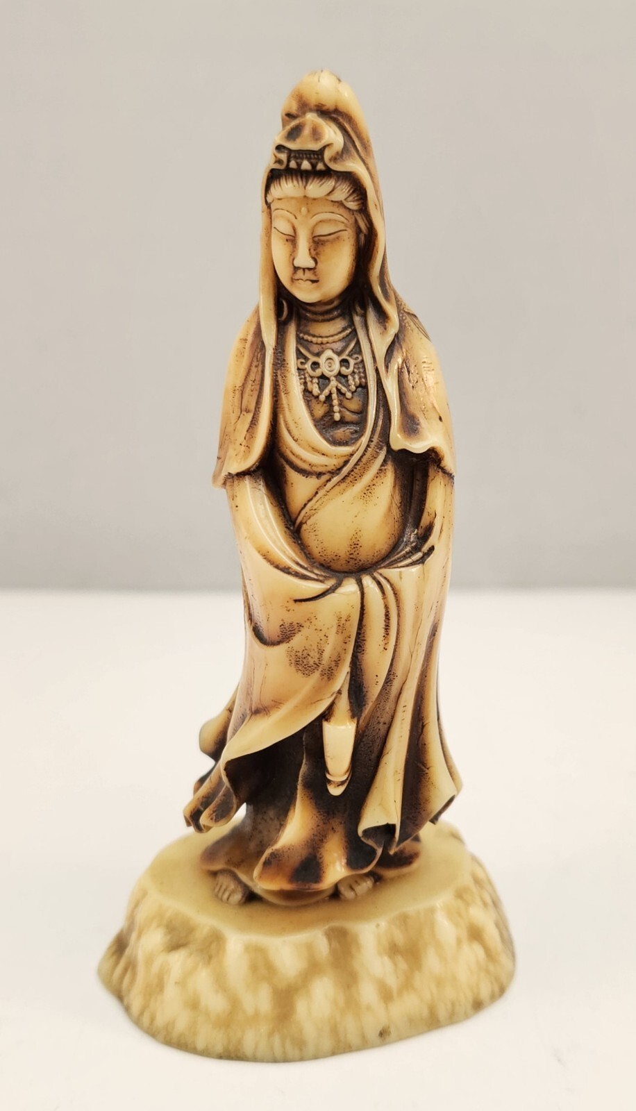 Vintage Carved Bakelite Kwan-yin Guanyin Buddha Figurine