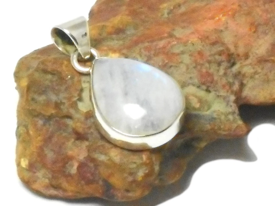 PENDENTIF Pierre de Lune en pierres précieuses en argent sterling 925 - Photo 3/4