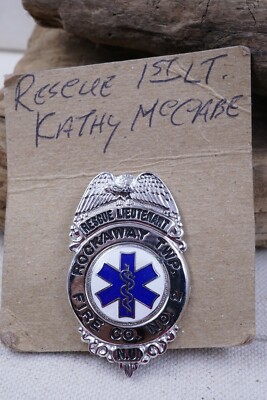 Obsolete Rockaway NJ Rescue Lieutenant Fire CO NO.2 Badge/ Hat Topper