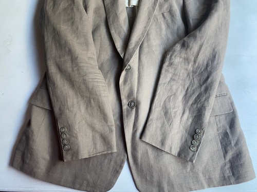 Men’s John Varvatos 100% Linen Two Button Long Sleeve Beige Sport Coat Size 44R - Picture 2 of 12