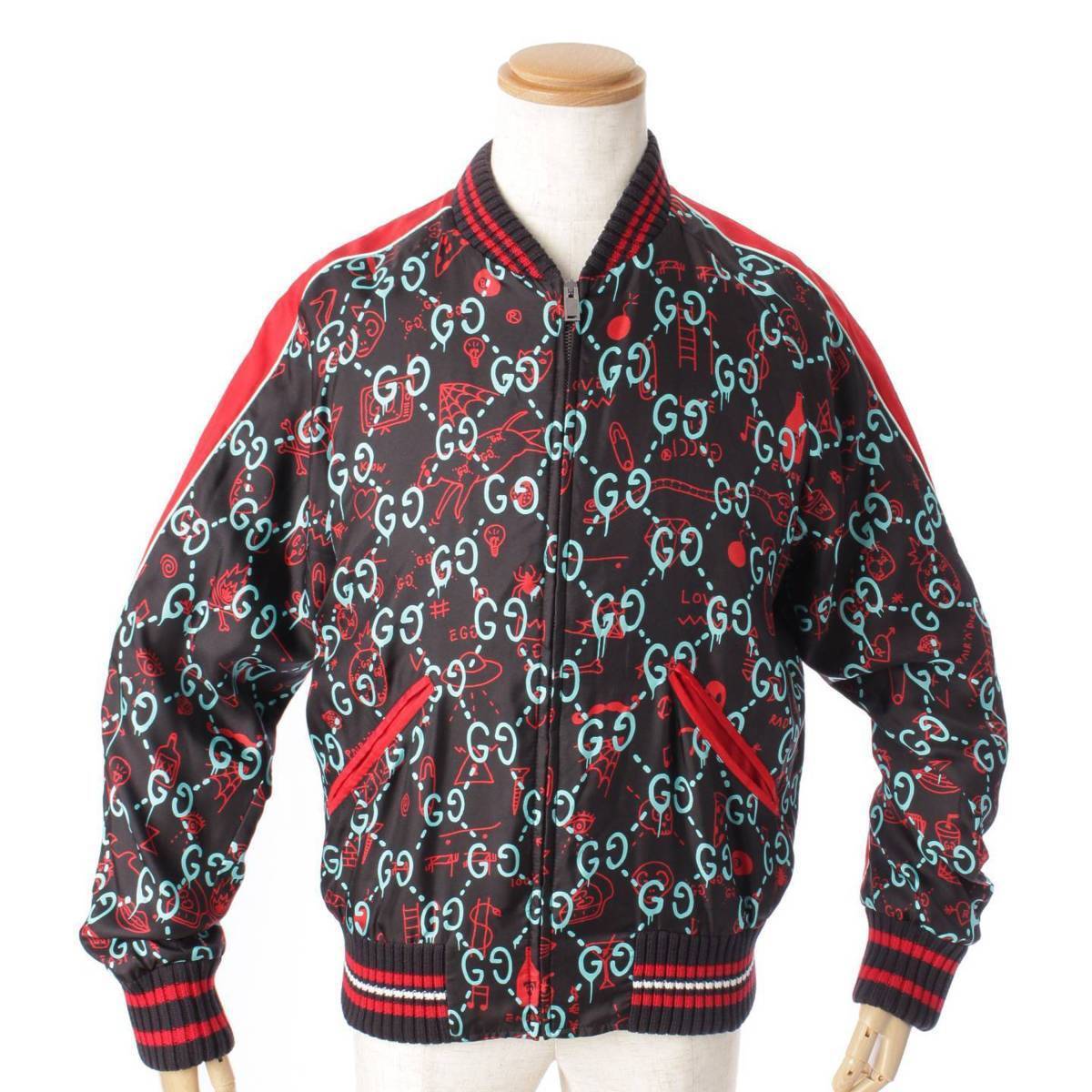 Gucci GG Ghost Silk Sukajan Bomber Jacket 448545 Multicolor Gucci GG Ghost Silk Sukajan Bomber Jacket 448545 Multicolor