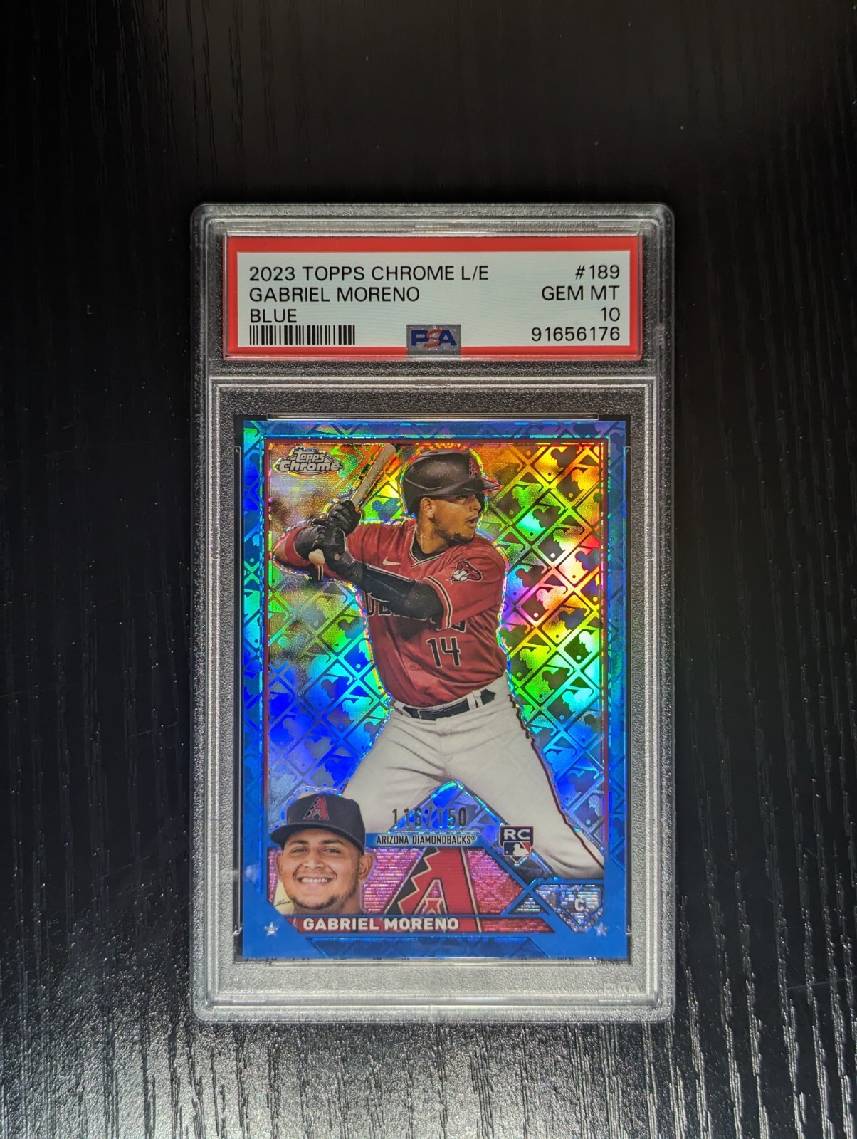 2023 Topps Chrome Logofractor Gabriel Moreno Blue Refractor */150 PSA 10