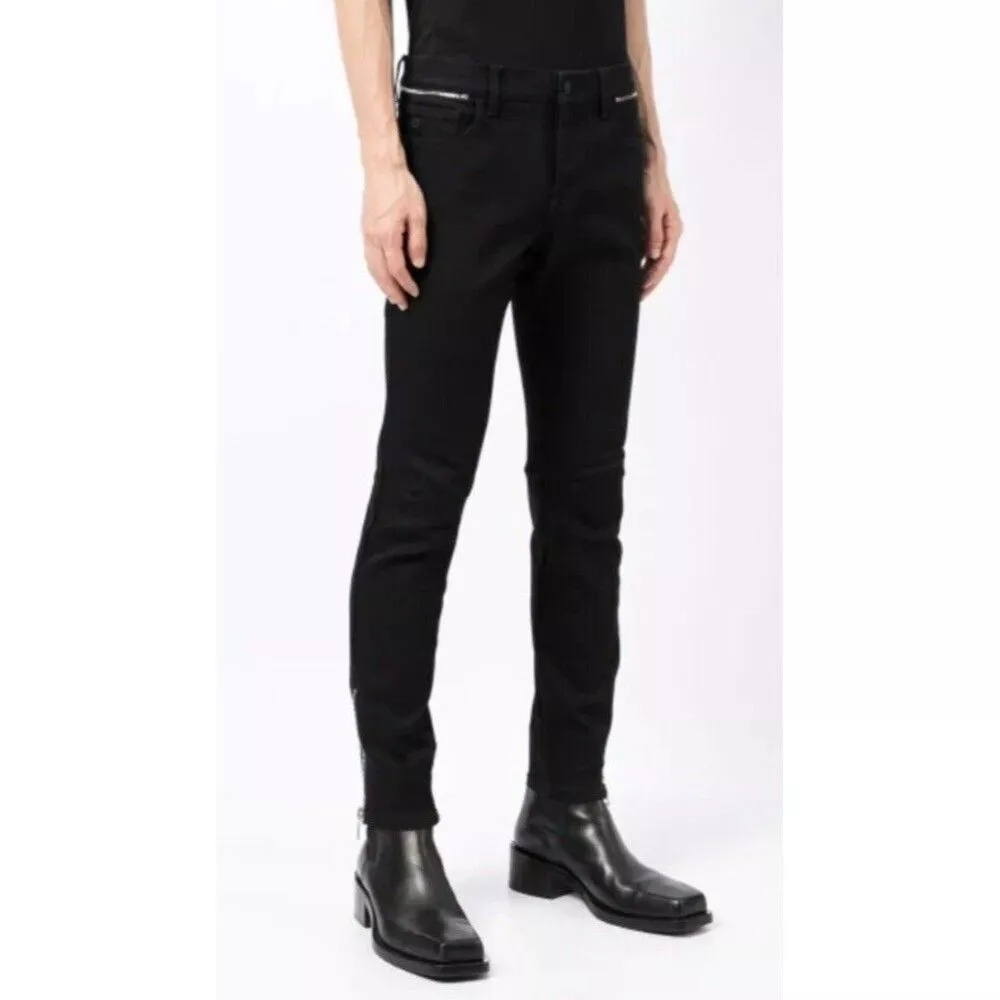Gucci Super Skinny Biker taille 48 IT 38 US noir cire argent quincaillerie fermeture éclair