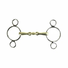 AK 3-Ring Gag with Double Jointed German Silver Horse Riding Bit