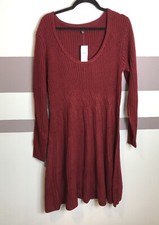 Lane Bryant Ribbed Knit Sweater Dress Maroon Size 22/24 NEW