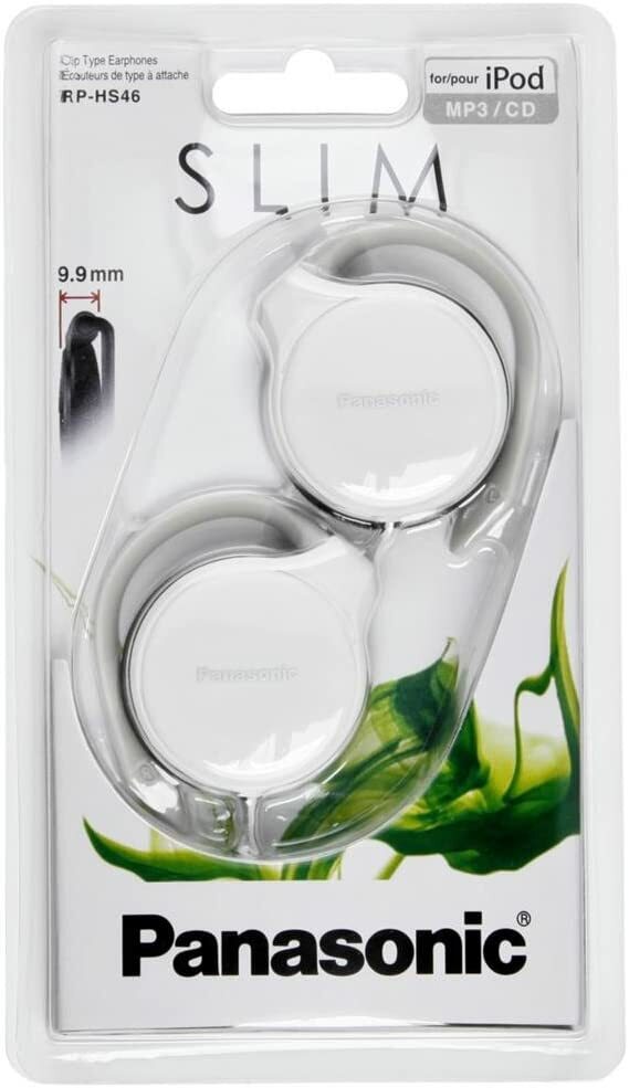 Panasonic RP-HS46EW Clip-On Wired Headphones Lightweight White | eBay