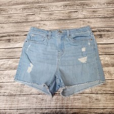 Levis Strauss Signature Size W16 Girls Shorts Distress High Rise Denim Blue