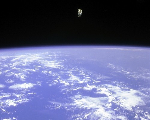 Astronaut Bruce McCandless flies the MMU at max distance Challenger Photo Print