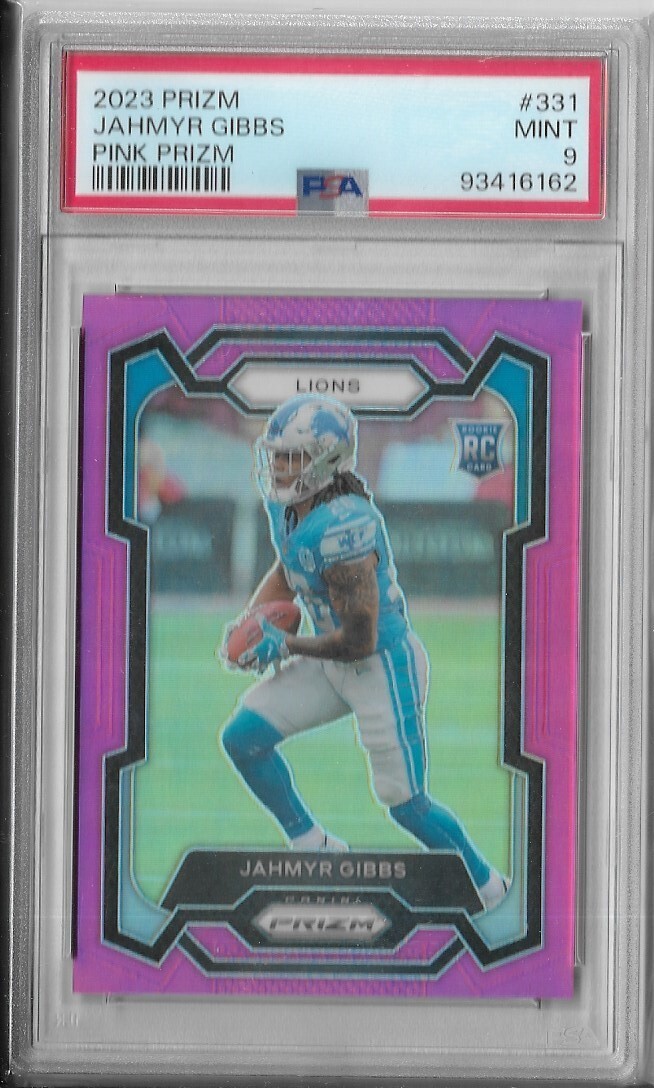 PSA 9 MINT 2023 Panini Prizm Pink Prizm JAHMYR GIBBS Rookie RC #331 NICE!!!