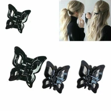 6 Pieces Women's Black Hair Claw Jaw Clip Clamp Comb Scallop Riser Lots 2.5" Lot