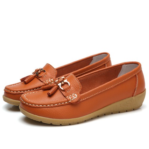 Womens Ladies moccasins Real leather tassel loafers comfort boat shoes size 3-8 - Picture 15 of 27